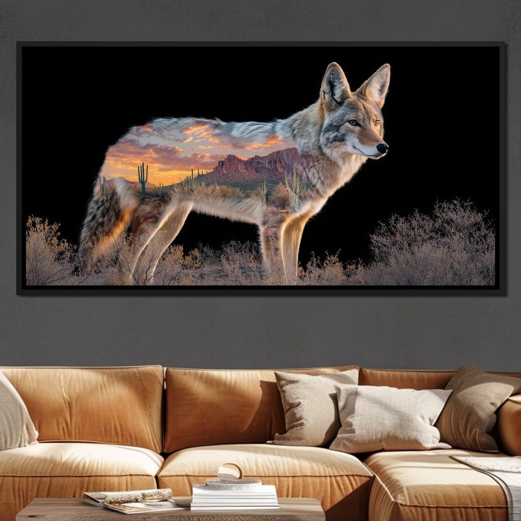 Desert Coyote Sunset Vista Canvas Wall Art