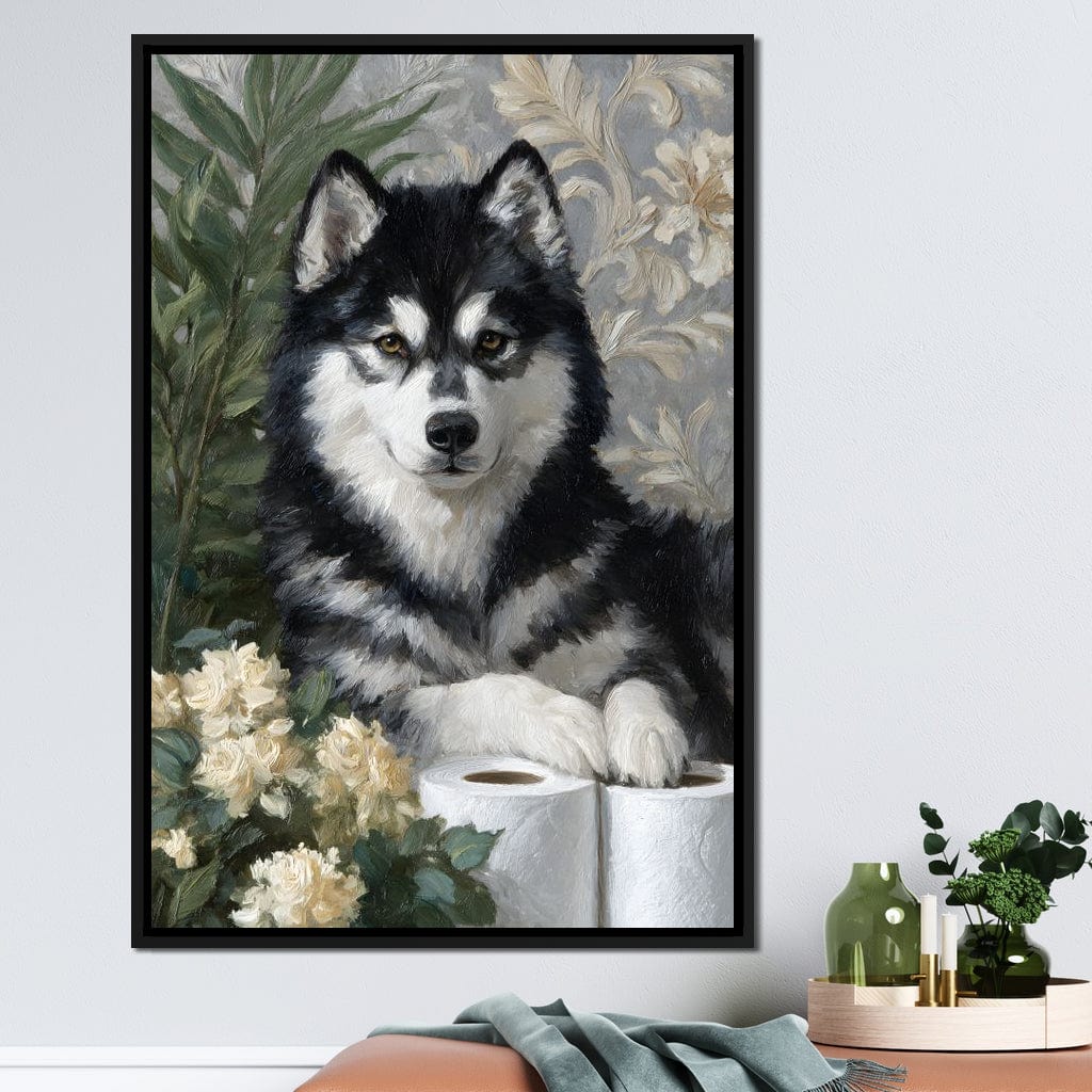 Malamute Bathroom Guardian Canvas Wall Art
