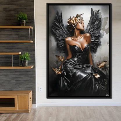 Golden Wings of Elegance Canvas Wall Art