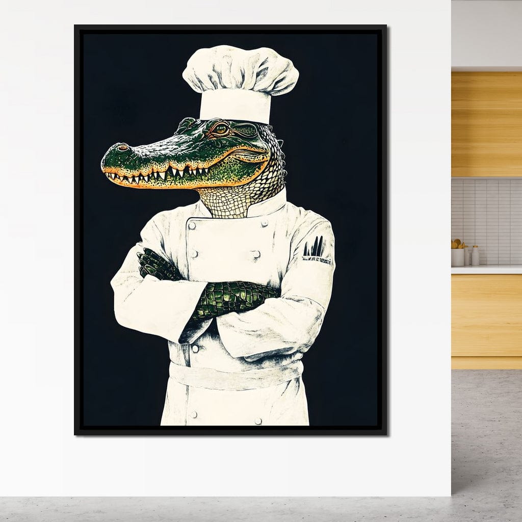 Gator Chef Culinary Humor Canvas Wall Art