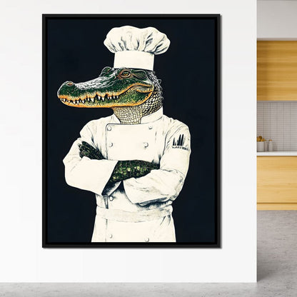 Gator Chef Culinary Humor Canvas Wall Art