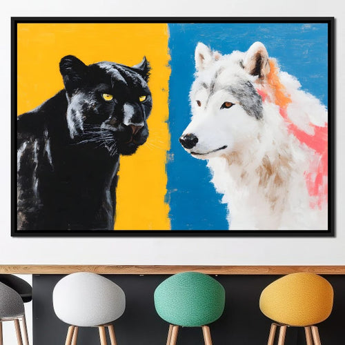 Panther And Wolf Color Clash Canvas Wall Art