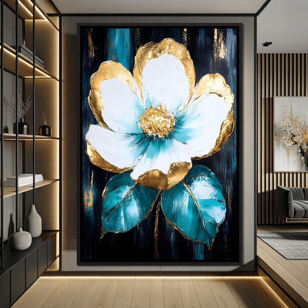 Golden Bloom Elegance Canvas Wall Art