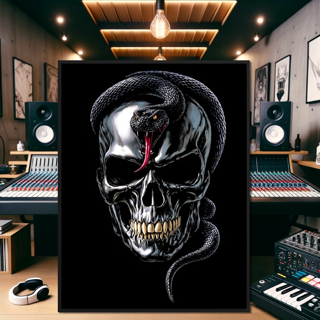 Serpent Crowned Skull Night Canvas Wall Art