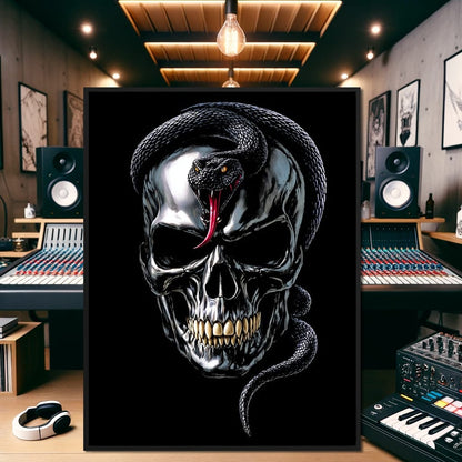 Serpent Crowned Skull Night Canvas Wall Art