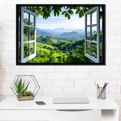 Open Window Over Terraced Valleys Canvas Wall Art