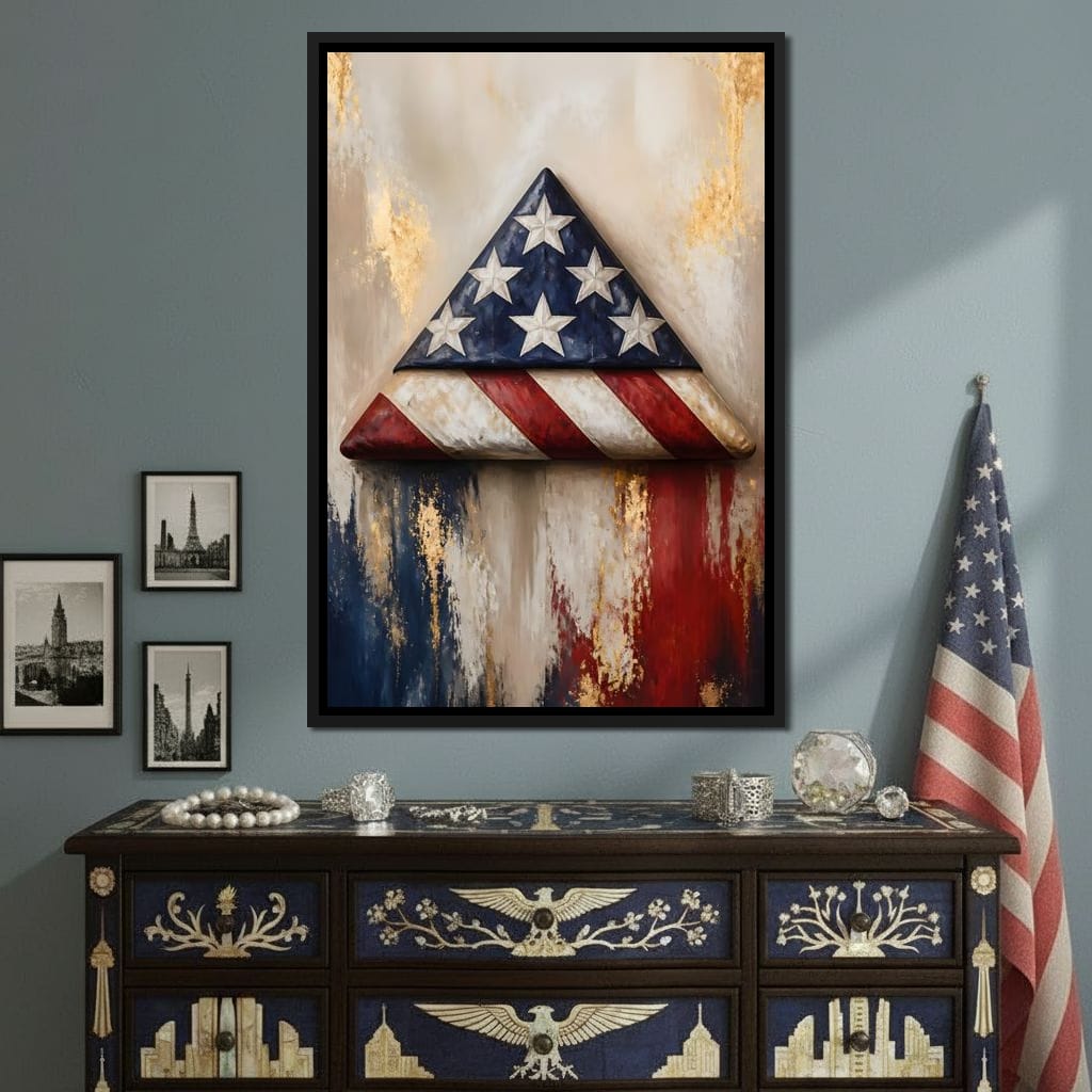 Folded Honor Beneath Gold Leaf Canvas Wall Art