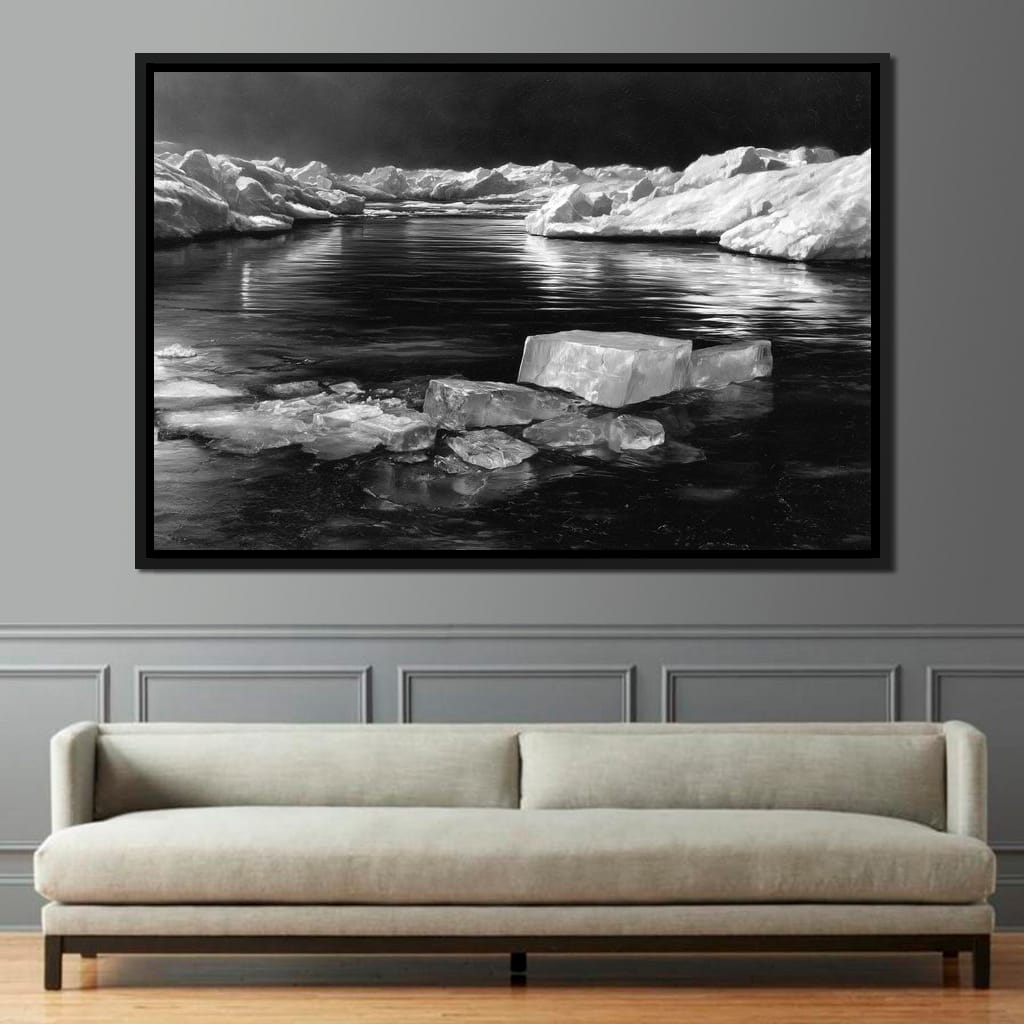 Midnight Drift Ice Fjord Canvas Wall Art