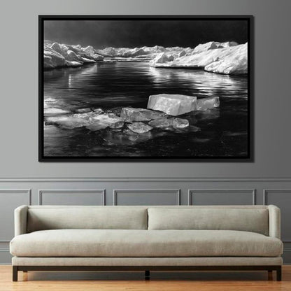 Midnight Drift Ice Fjord Canvas Wall Art