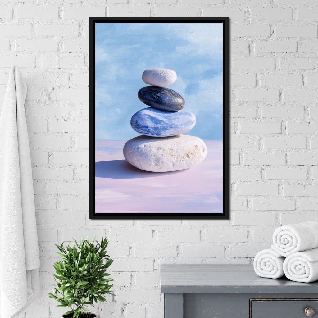 Coastal Stone Balance Zen Canvas Wall Art