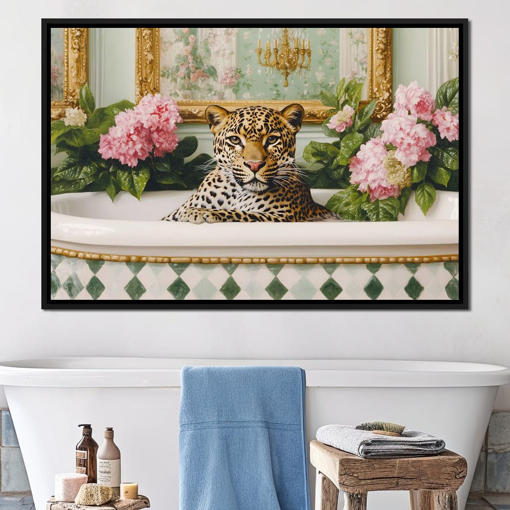 Leopard Luxe Floral Bathing Canvas Wall Art