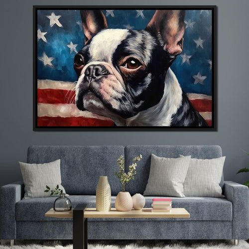 Land of the Brave Boston Terrier Canvas Wall Art