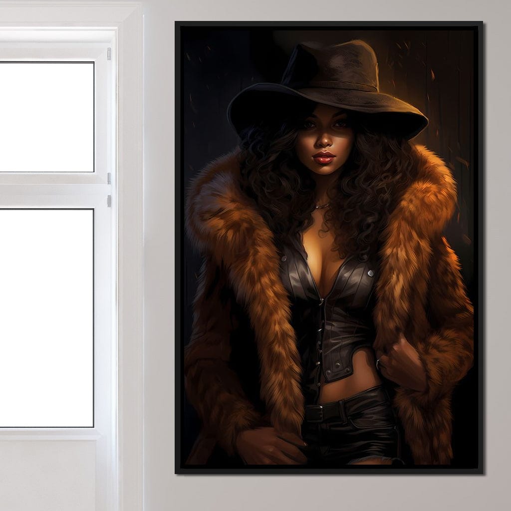 African Woman in Flame-Colored Fur Canvas Wall Art