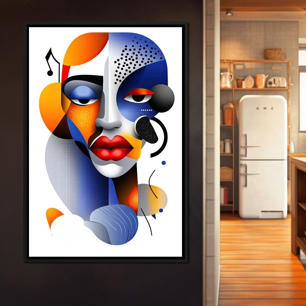Red Lips and Bold Shapes Canvas Wall Art