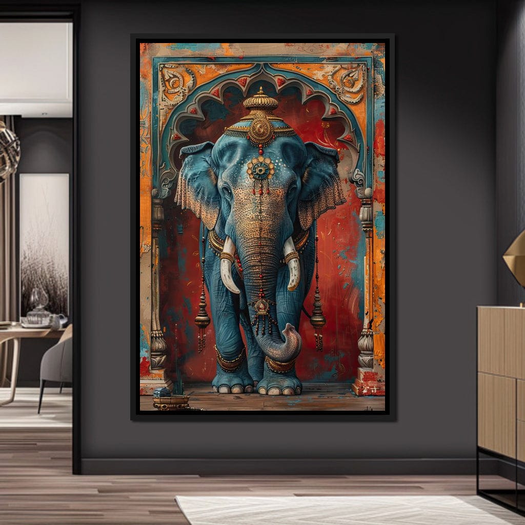 Majestic Sapphire Elephant Canvas Wall Art