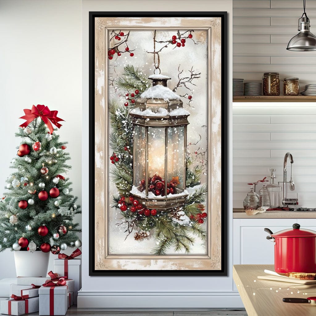 Lantern Glow Winter Enchantment Canvas Wall Art