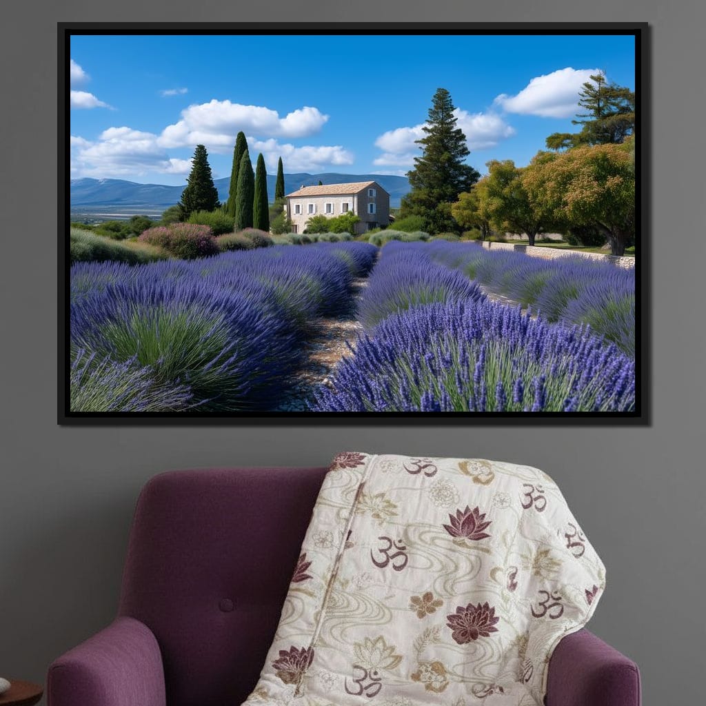 Provence Lavender Farmhouse Sky Canvas Wall Art