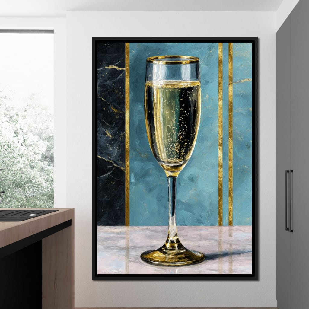 Gilded Champagne Elegance Canvas Wall Art