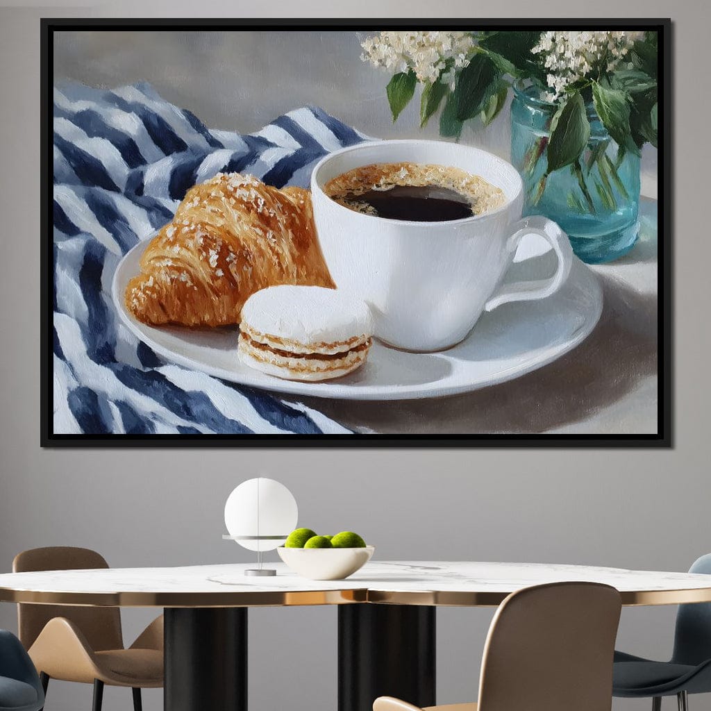 Morning Coffee Pastry & Macaron Canvas Wall Art