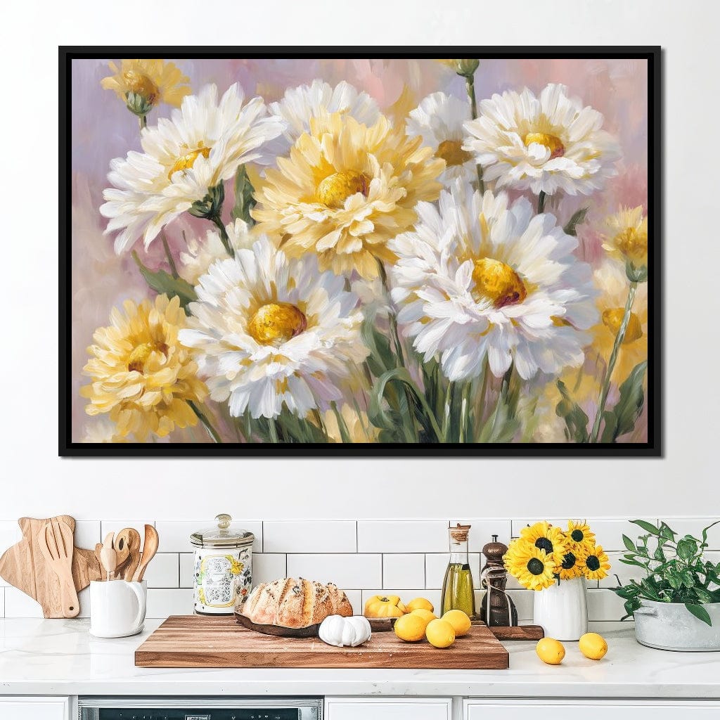 Golden Daisy Garden Glow Canvas Wall Art