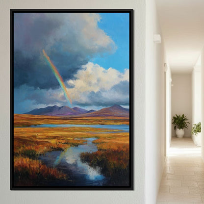 Rainbow Over Highland Moorland Canvas Wall Art