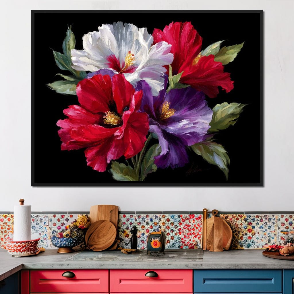 Velvet Peony Trio Bouquet Canvas Wall Art