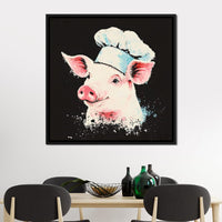 Cheerful Chef Piglet Canvas Wall Art