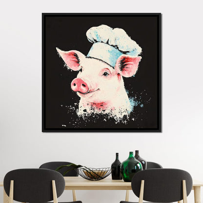 Cheerful Chef Piglet Canvas Wall Art