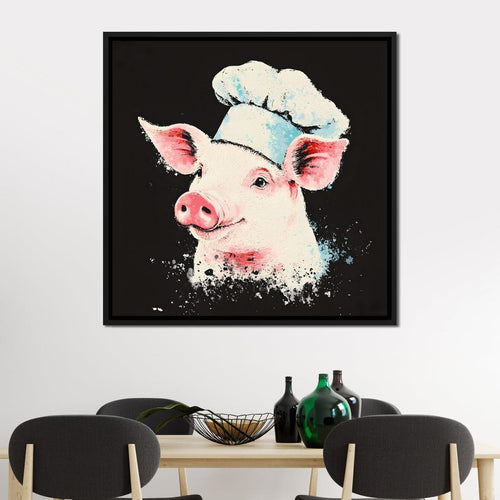 Cheerful Chef Piglet Canvas Wall Art