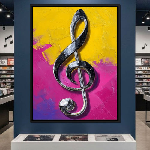 Electric Treble Clef Glow Canvas Wall Art