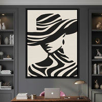 Monochrome Wind Hat Silhouette Canvas Wall Art