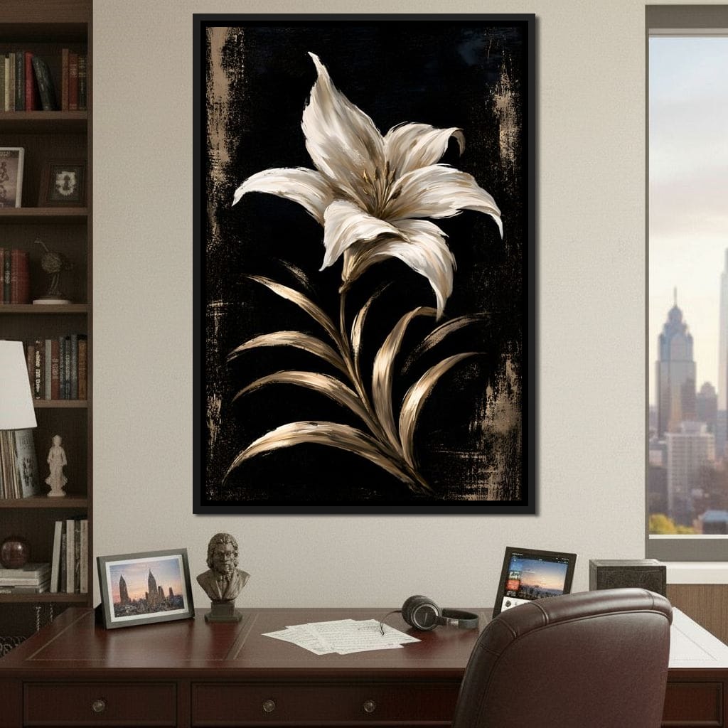 Gilded Petals Upon Nightfall Canvas Wall Art
