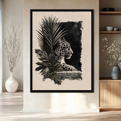 Feline Watch Over Stone Wall Canvas Wall Art
