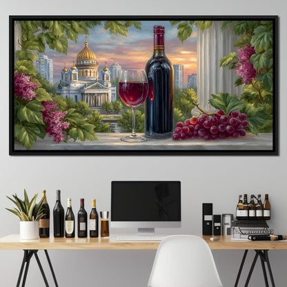 Gilded Reflections Vineyard Balcony Canvas Wall Art