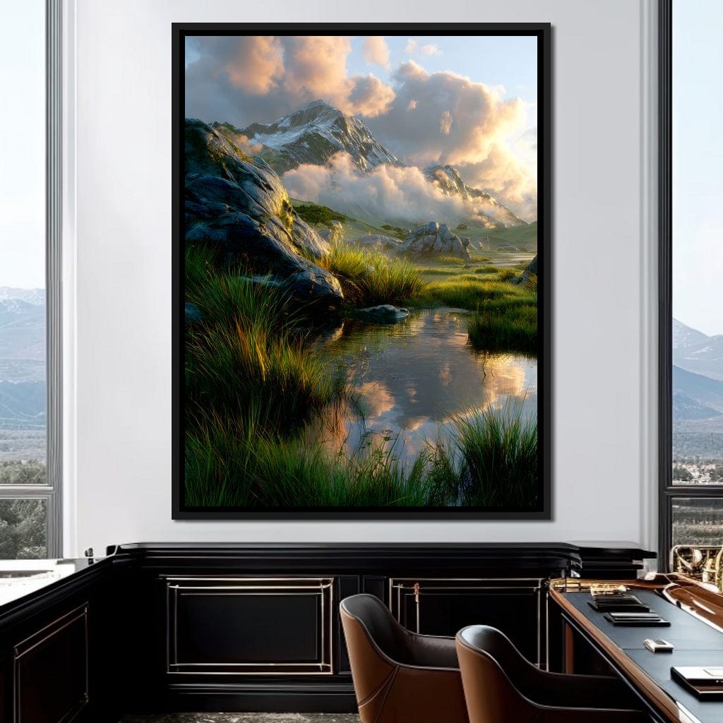 Sunlit Alpine Reflections Canvas Wall Art
