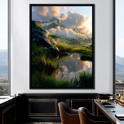 Sunlit Alpine Reflections Canvas Wall Art