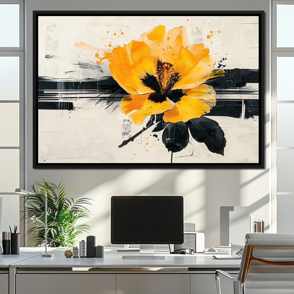 Golden Petal Contrast Canvas Wall Art