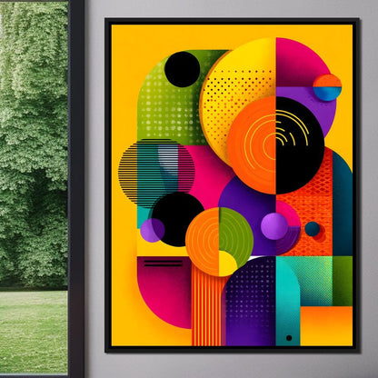 Vivid Geo Orbit Kaleidoscope Canvas Wall Art