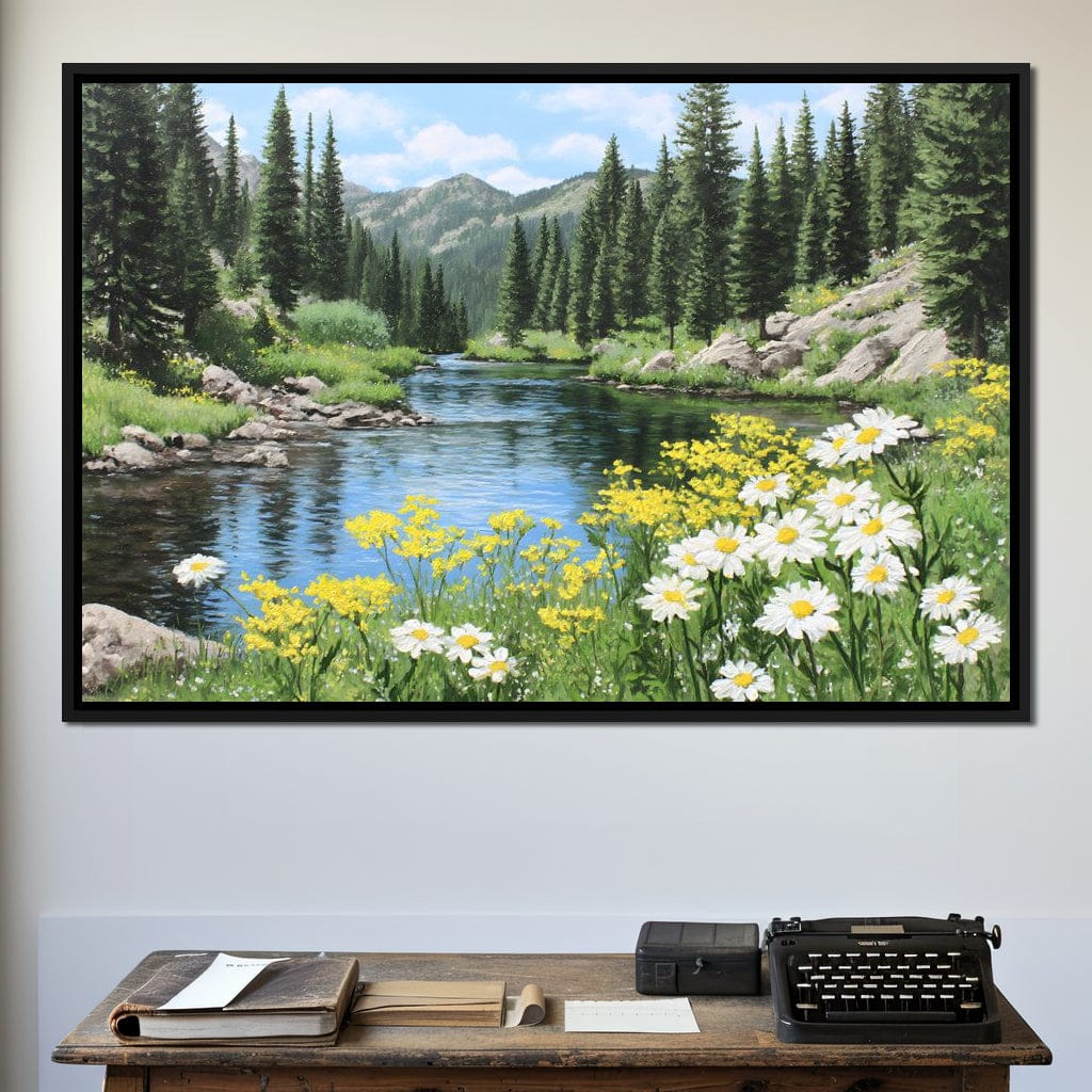 Alpine River Wildflower Glow Canvas Wall Art