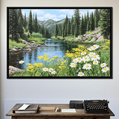 Alpine River Wildflower Glow Canvas Wall Art