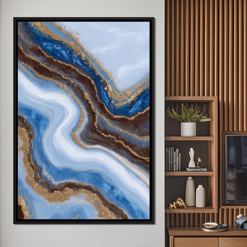 Blue Geode Gold River Flow Canvas Wall Art