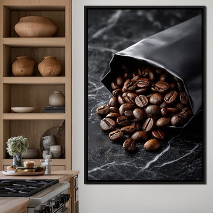 Dark Roast Coffee Bean Spill Canvas Wall Art