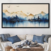 Calm Mountain Lake Sunrise Canvas Wall Art