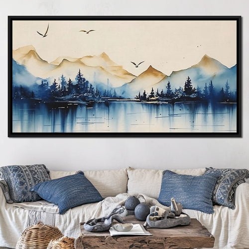 Calm Mountain Lake Sunrise Canvas Wall Art