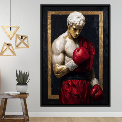 Golden Frame Boxing Champion Canvas Wall Art