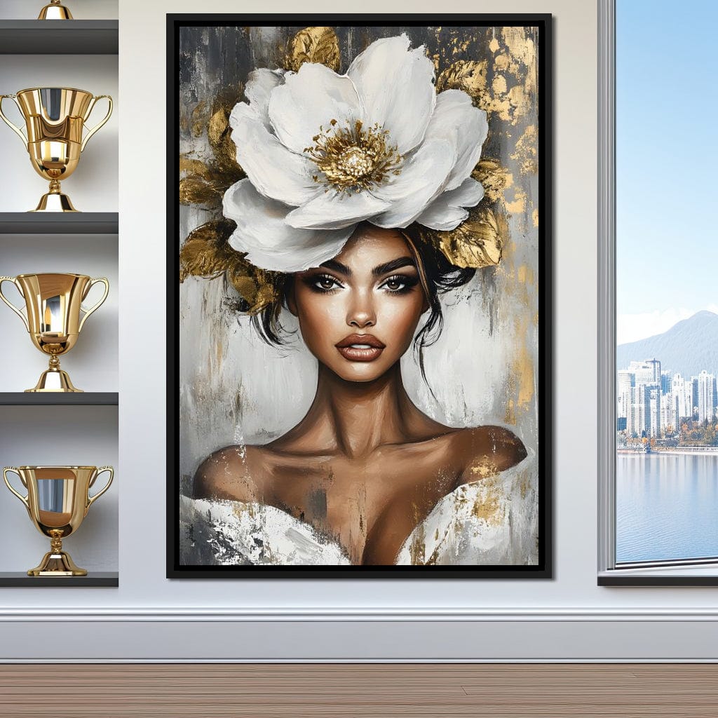 Golden Petals Elegance Enigma Canvas Wall Art