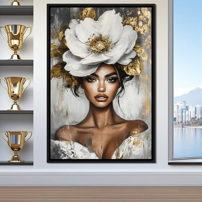 Golden Petals Elegance Enigma Canvas Wall Art