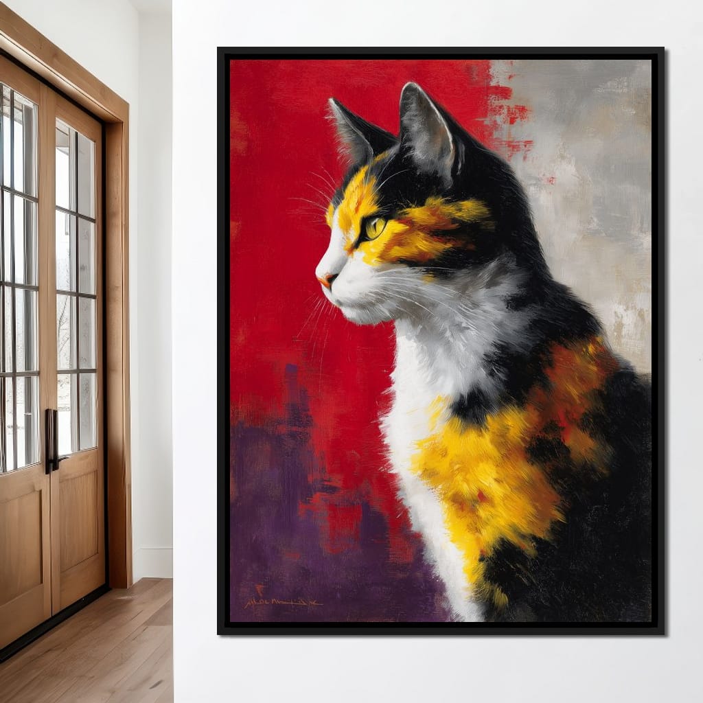 Golden Calico Cat Profile Canvas Wall Art