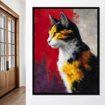 Golden Calico Cat Profile Canvas Wall Art