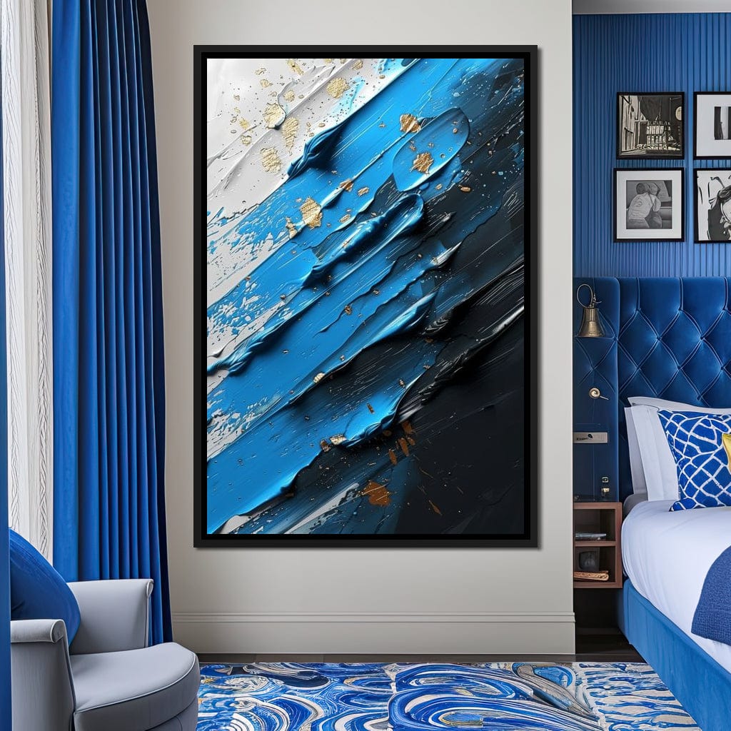 Sapphire Currents Goldleaf Flow Canvas Wall Art